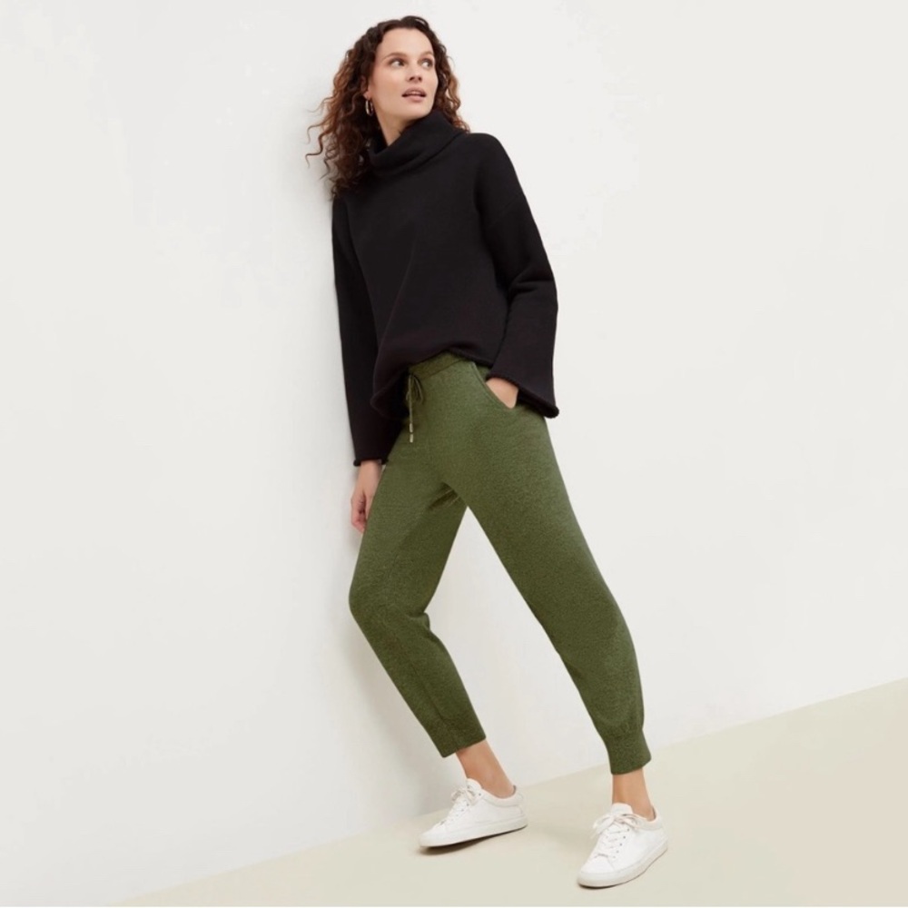 MM LaFleur Keely Joggers 100% Cashmere Sz S NEW NWT Olive Green Quiet Luxury